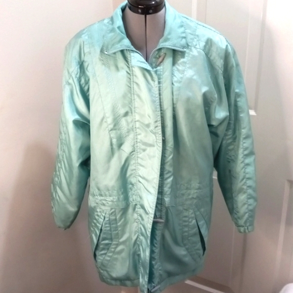 Optix by Julia Michael's Light Teal Wind Breaker Size S - Picture 4 of 8